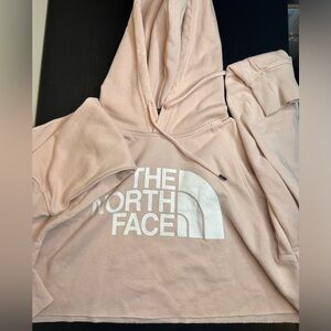 The North Face Pink/White Hoodie Crop Top